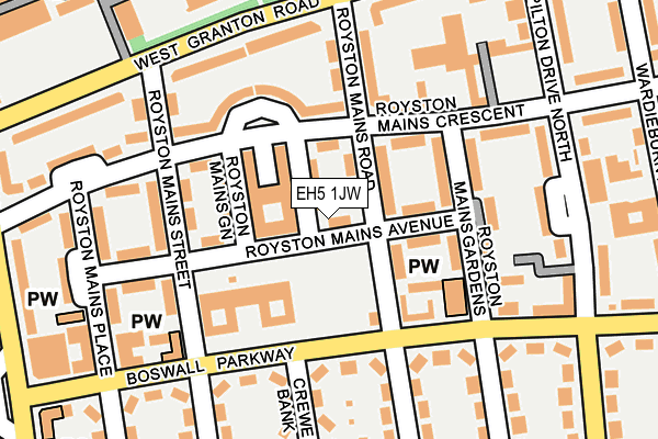 EH5 1JW map - OS OpenMap – Local (Ordnance Survey) EH5 1JW map - OS OpenMap – Local (Ordnance Survey)