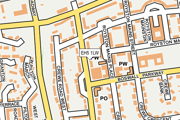 EH5 1LW map - OS OpenMap – Local (Ordnance Survey) EH5 1LW map - OS OpenMap – Local (Ordnance Survey)