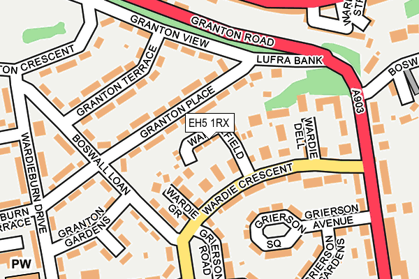 EH5 1RX map - OS OpenMap – Local (Ordnance Survey) EH5 1RX map - OS OpenMap – Local (Ordnance Survey)