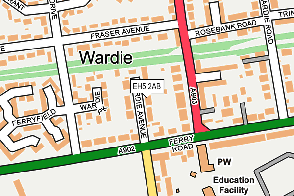 EH5 2AB map - OS OpenMap – Local (Ordnance Survey) EH5 2AB map - OS OpenMap – Local (Ordnance Survey)