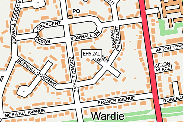 EH5 2AL map - OS OpenMap – Local (Ordnance Survey) EH5 2AL map - OS OpenMap – Local (Ordnance Survey)
