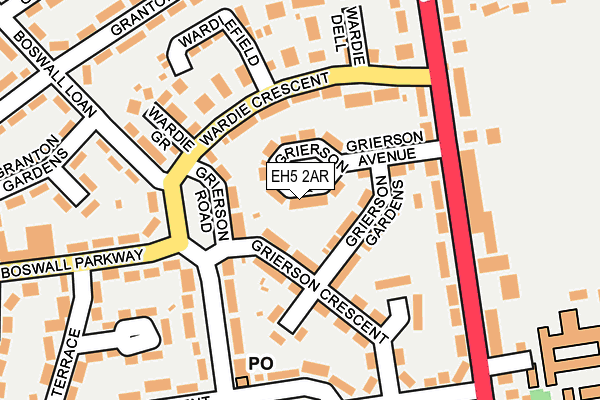 EH5 2AR map - OS OpenMap – Local (Ordnance Survey) EH5 2AR map - OS OpenMap – Local (Ordnance Survey)