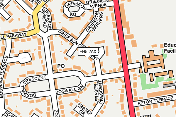 EH5 2AX map - OS OpenMap – Local (Ordnance Survey) EH5 2AX map - OS OpenMap – Local (Ordnance Survey)