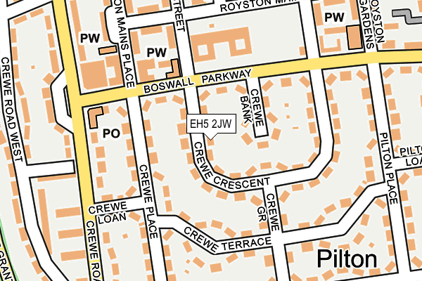 EH5 2JW map - OS OpenMap – Local (Ordnance Survey) EH5 2JW map - OS OpenMap – Local (Ordnance Survey)