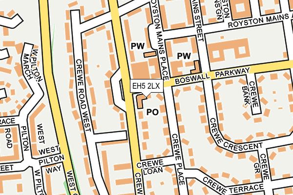 EH5 2LX map - OS OpenMap – Local (Ordnance Survey) EH5 2LX map - OS OpenMap – Local (Ordnance Survey)