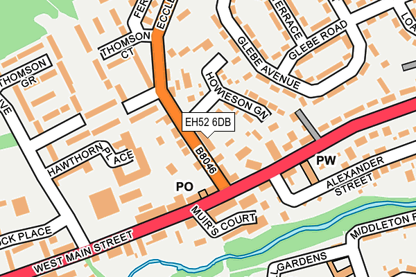 EH52 6DB map - OS OpenMap – Local (Ordnance Survey)