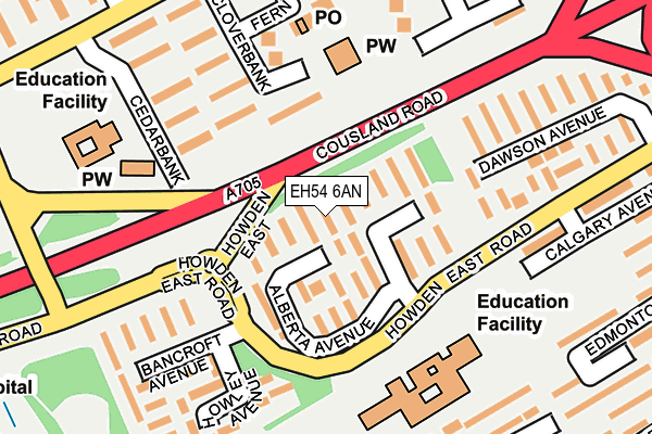 EH54 6AN map - OS OpenMap – Local (Ordnance Survey) EH54 6AN map - OS OpenMap – Local (Ordnance Survey)