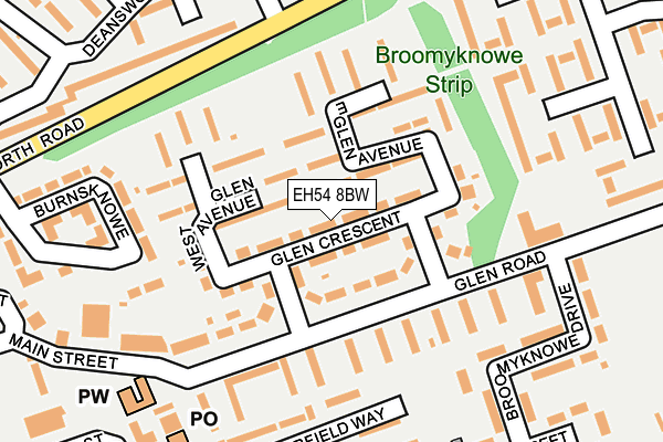 EH54 8BW map - OS OpenMap – Local (Ordnance Survey) EH54 8BW map - OS OpenMap – Local (Ordnance Survey)