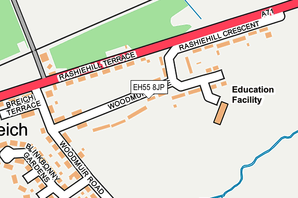 EH55 8JP map - OS OpenMap – Local (Ordnance Survey) EH55 8JP map - OS OpenMap – Local (Ordnance Survey)