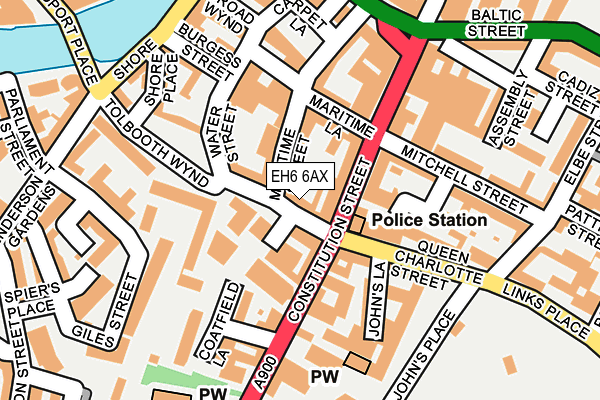 EH6 6AX map - OS OpenMap – Local (Ordnance Survey) EH6 6AX map - OS OpenMap – Local (Ordnance Survey)