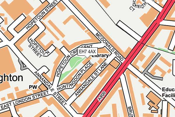 EH7 4AX map - OS OpenMap – Local (Ordnance Survey) EH7 4AX map - OS OpenMap – Local (Ordnance Survey)