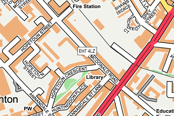 EH7 4LZ map - OS OpenMap – Local (Ordnance Survey) EH7 4LZ map - OS OpenMap – Local (Ordnance Survey)