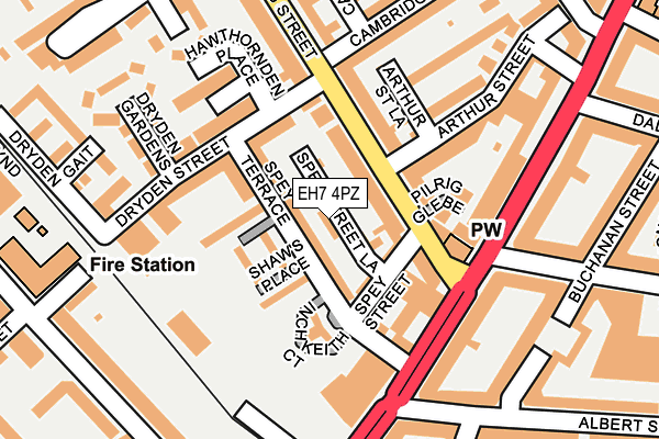 EH7 4PZ map - OS OpenMap – Local (Ordnance Survey) EH7 4PZ map - OS OpenMap – Local (Ordnance Survey)