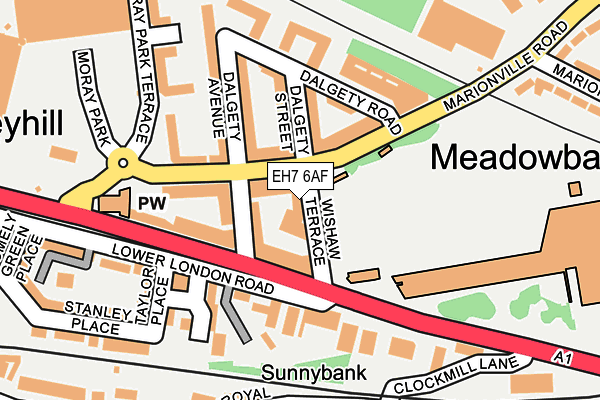 EH7 6AF map - OS OpenMap – Local (Ordnance Survey) EH7 6AF map - OS OpenMap – Local (Ordnance Survey)