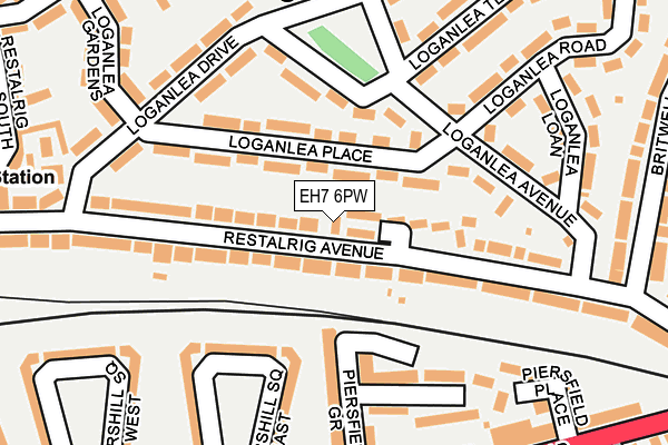 EH7 6PW map - OS OpenMap – Local (Ordnance Survey) EH7 6PW map - OS OpenMap – Local (Ordnance Survey)
