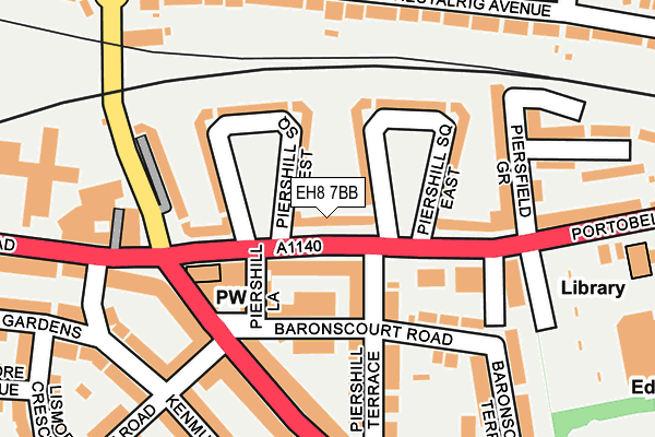 EH8 7BB map - OS OpenMap – Local (Ordnance Survey) EH8 7BB map - OS OpenMap – Local (Ordnance Survey)