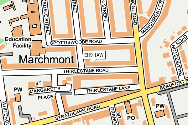 EH9 1AW map - OS OpenMap – Local (Ordnance Survey) EH9 1AW map - OS OpenMap – Local (Ordnance Survey)
