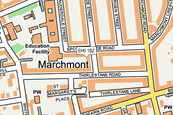 EH9 1BZ map - OS OpenMap – Local (Ordnance Survey) EH9 1BZ map - OS OpenMap – Local (Ordnance Survey)