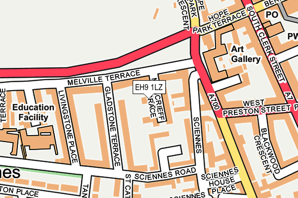 EH9 1LZ map - OS OpenMap – Local (Ordnance Survey) EH9 1LZ map - OS OpenMap – Local (Ordnance Survey)