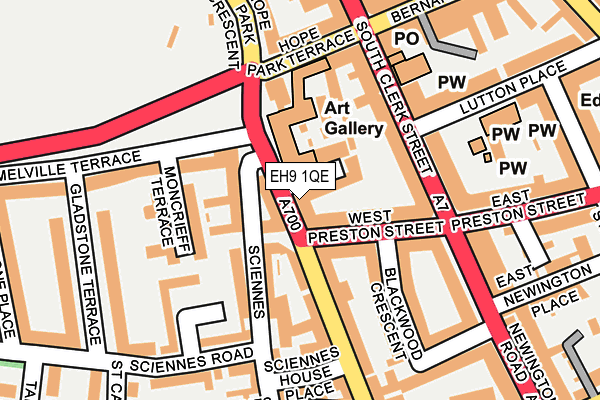 EH9 1QE map - OS OpenMap – Local (Ordnance Survey) EH9 1QE map - OS OpenMap – Local (Ordnance Survey)