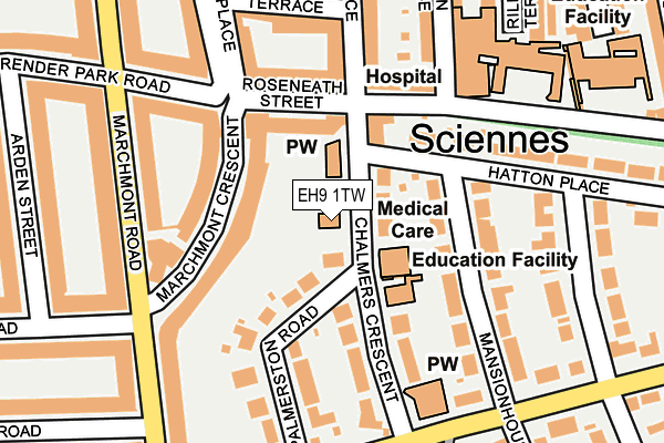 EH9 1TW map - OS OpenMap – Local (Ordnance Survey) EH9 1TW map - OS OpenMap – Local (Ordnance Survey)