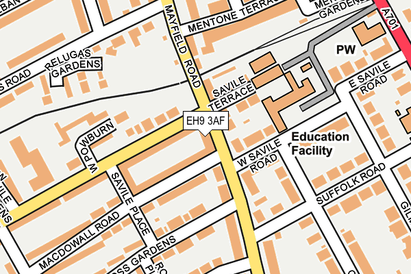 EH9 3AF map - OS OpenMap – Local (Ordnance Survey) EH9 3AF map - OS OpenMap – Local (Ordnance Survey)