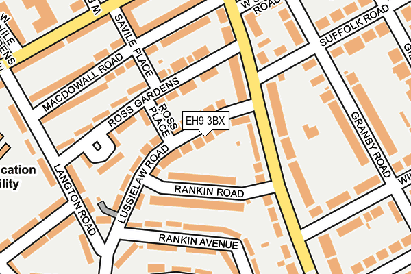 EH9 3BX map - OS OpenMap – Local (Ordnance Survey) EH9 3BX map - OS OpenMap – Local (Ordnance Survey)