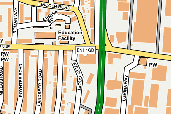 EN1 1GD map - OS OpenMap – Local (Ordnance Survey) EN1 1GD map - OS OpenMap – Local (Ordnance Survey)
