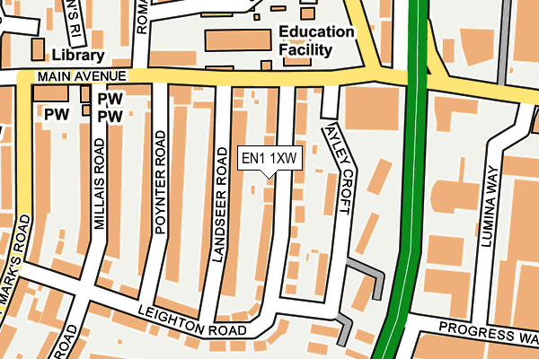 EN1 1XW map - OS OpenMap – Local (Ordnance Survey) EN1 1XW map - OS OpenMap – Local (Ordnance Survey)
