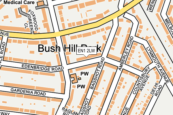 EN1 2LW map - OS OpenMap – Local (Ordnance Survey) EN1 2LW map - OS OpenMap – Local (Ordnance Survey)