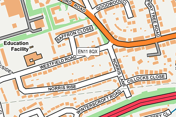 EN11 8QX map - OS OpenMap – Local (Ordnance Survey) EN11 8QX map - OS OpenMap – Local (Ordnance Survey)