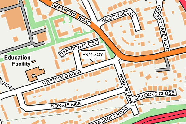 EN11 8QY map - OS OpenMap – Local (Ordnance Survey) EN11 8QY map - OS OpenMap – Local (Ordnance Survey)
