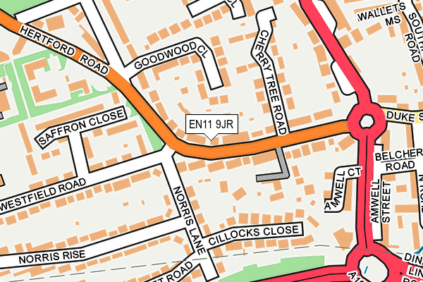 EN11 9JR map - OS OpenMap – Local (Ordnance Survey) EN11 9JR map - OS OpenMap – Local (Ordnance Survey)