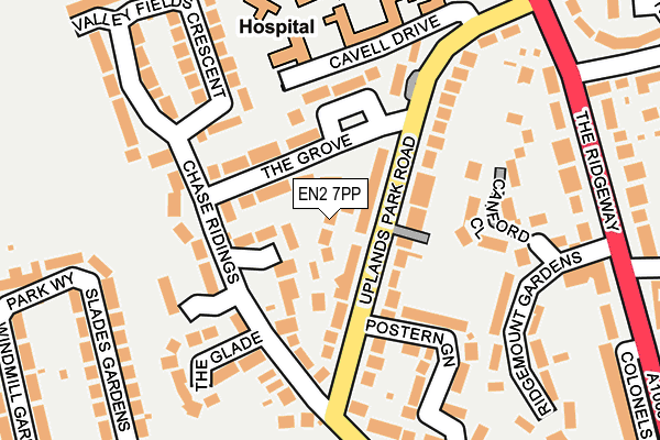 EN2 7PP map - OS OpenMap – Local (Ordnance Survey) EN2 7PP map - OS OpenMap – Local (Ordnance Survey)