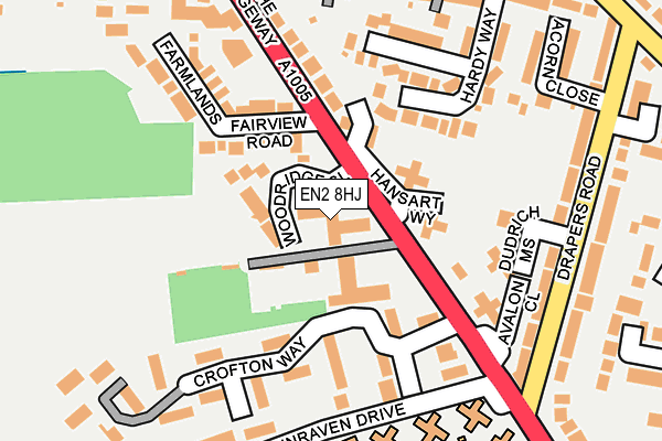 EN2 8HJ map - OS OpenMap – Local (Ordnance Survey) EN2 8HJ map - OS OpenMap – Local (Ordnance Survey)