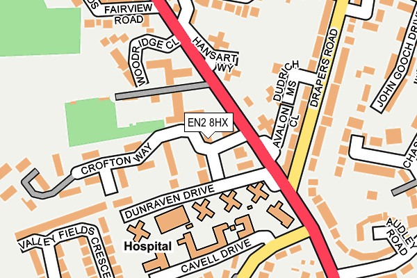 EN2 8HX map - OS OpenMap – Local (Ordnance Survey) EN2 8HX map - OS OpenMap – Local (Ordnance Survey)