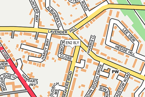 EN2 8LY map - OS OpenMap – Local (Ordnance Survey) EN2 8LY map - OS OpenMap – Local (Ordnance Survey)