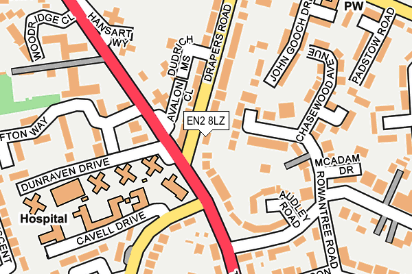EN2 8LZ map - OS OpenMap – Local (Ordnance Survey) EN2 8LZ map - OS OpenMap – Local (Ordnance Survey)