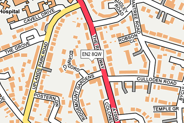 EN2 8QW map - OS OpenMap – Local (Ordnance Survey) EN2 8QW map - OS OpenMap – Local (Ordnance Survey)
