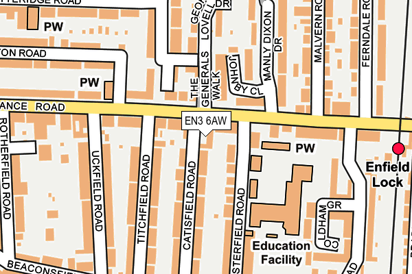 EN3 6AW map - OS OpenMap – Local (Ordnance Survey) EN3 6AW map - OS OpenMap – Local (Ordnance Survey)