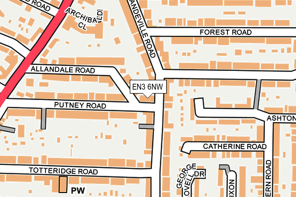 EN3 6NW map - OS OpenMap – Local (Ordnance Survey)