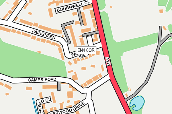 EN4 0QR map - OS OpenMap – Local (Ordnance Survey)