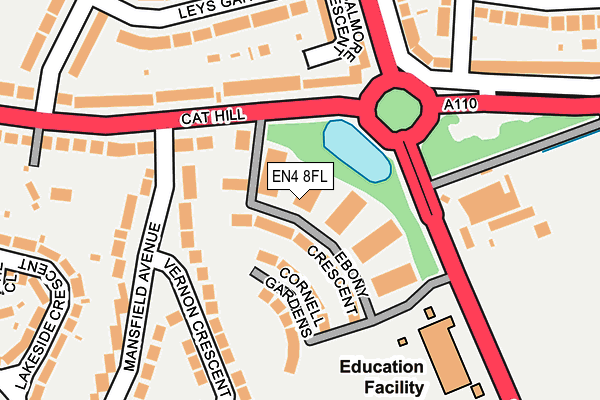 EN4 8FL map - OS OpenMap – Local (Ordnance Survey) EN4 8FL map - OS OpenMap – Local (Ordnance Survey)