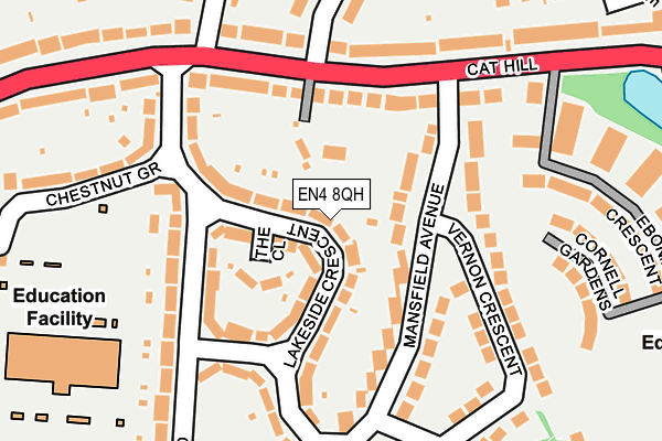 EN4 8QH map - OS OpenMap – Local (Ordnance Survey) EN4 8QH map - OS OpenMap – Local (Ordnance Survey)