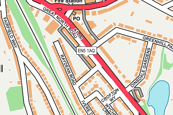 EN5 1AQ map - OS OpenMap – Local (Ordnance Survey) EN5 1AQ map - OS OpenMap – Local (Ordnance Survey)
