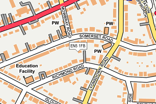 EN5 1FB map - OS OpenMap – Local (Ordnance Survey) EN5 1FB map - OS OpenMap – Local (Ordnance Survey)