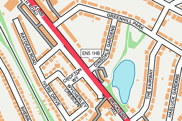 EN5 1HB map - OS OpenMap – Local (Ordnance Survey)