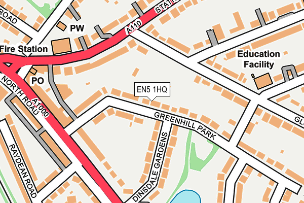 EN5 1HQ map - OS OpenMap – Local (Ordnance Survey) EN5 1HQ map - OS OpenMap – Local (Ordnance Survey)