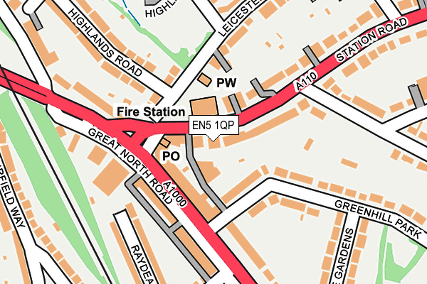 EN5 1QP map - OS OpenMap – Local (Ordnance Survey)