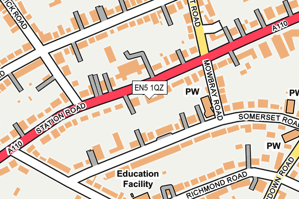 EN5 1QZ map - OS OpenMap – Local (Ordnance Survey)